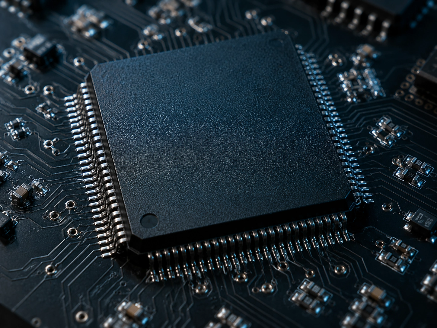 Close up of a semiconductor microchip representing the Product Status Flag PSF bit inside UHF RFID silicon Close up of a semiconductor microchip representing the Product Status Flag PSF bit inside UHF RFID silicon
